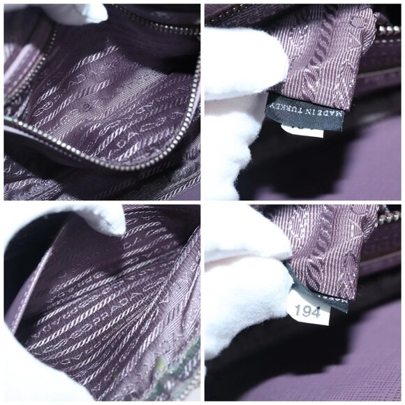 PRADA Quilted Chain Hand Bag Nylon Purple Silver Auth - Picture 12 of 14